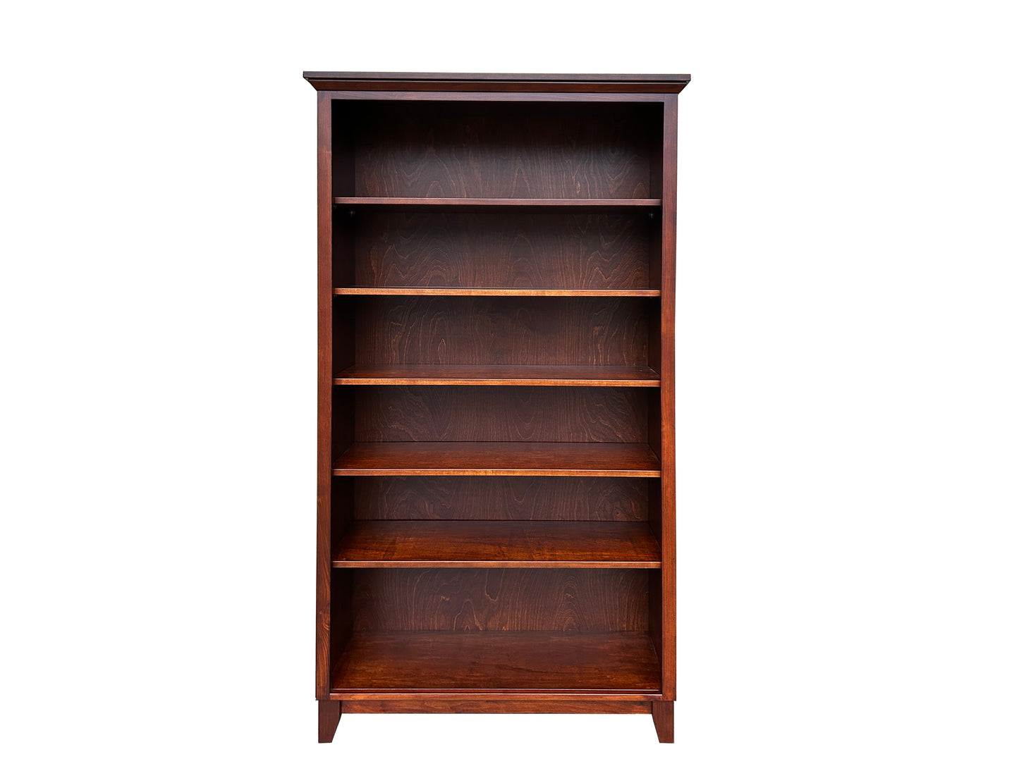 Mission bookcase 72"h x 36"w x 12"d - Front view - Maple coco stain