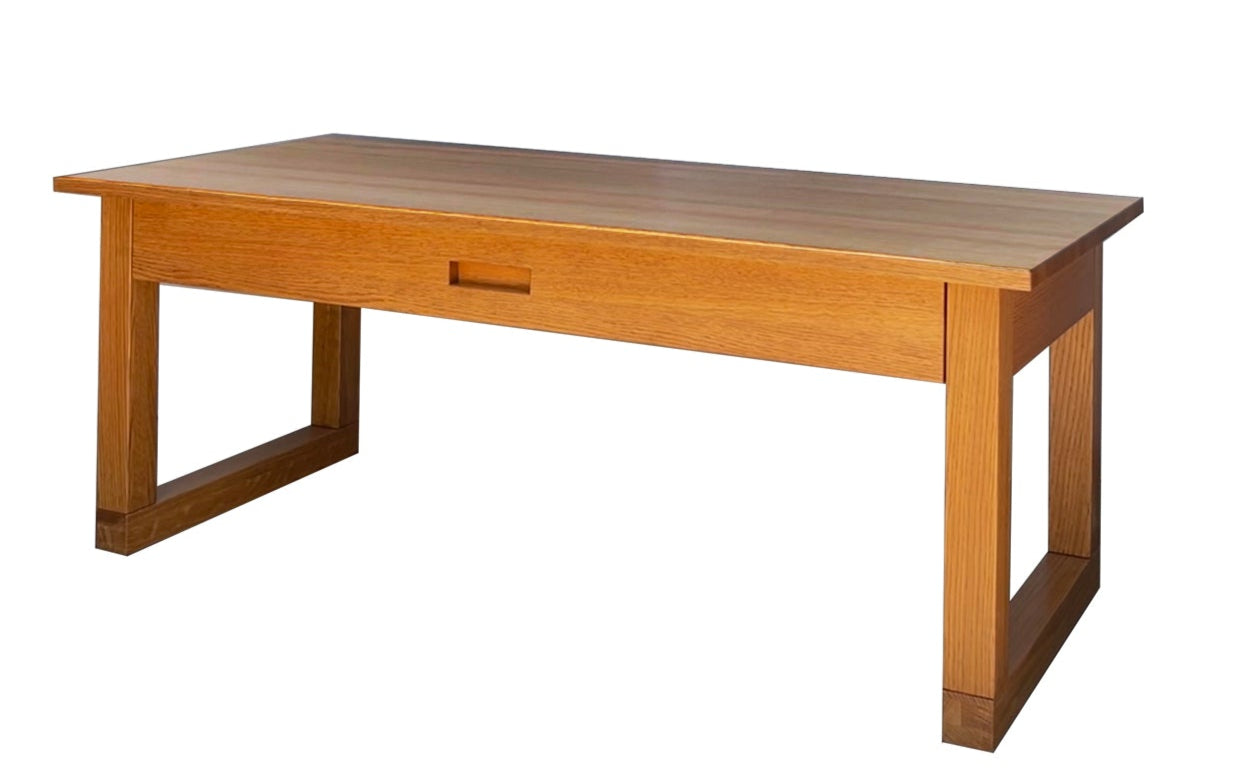 Tangent Coffee Table angle in Rift Cut White Oak