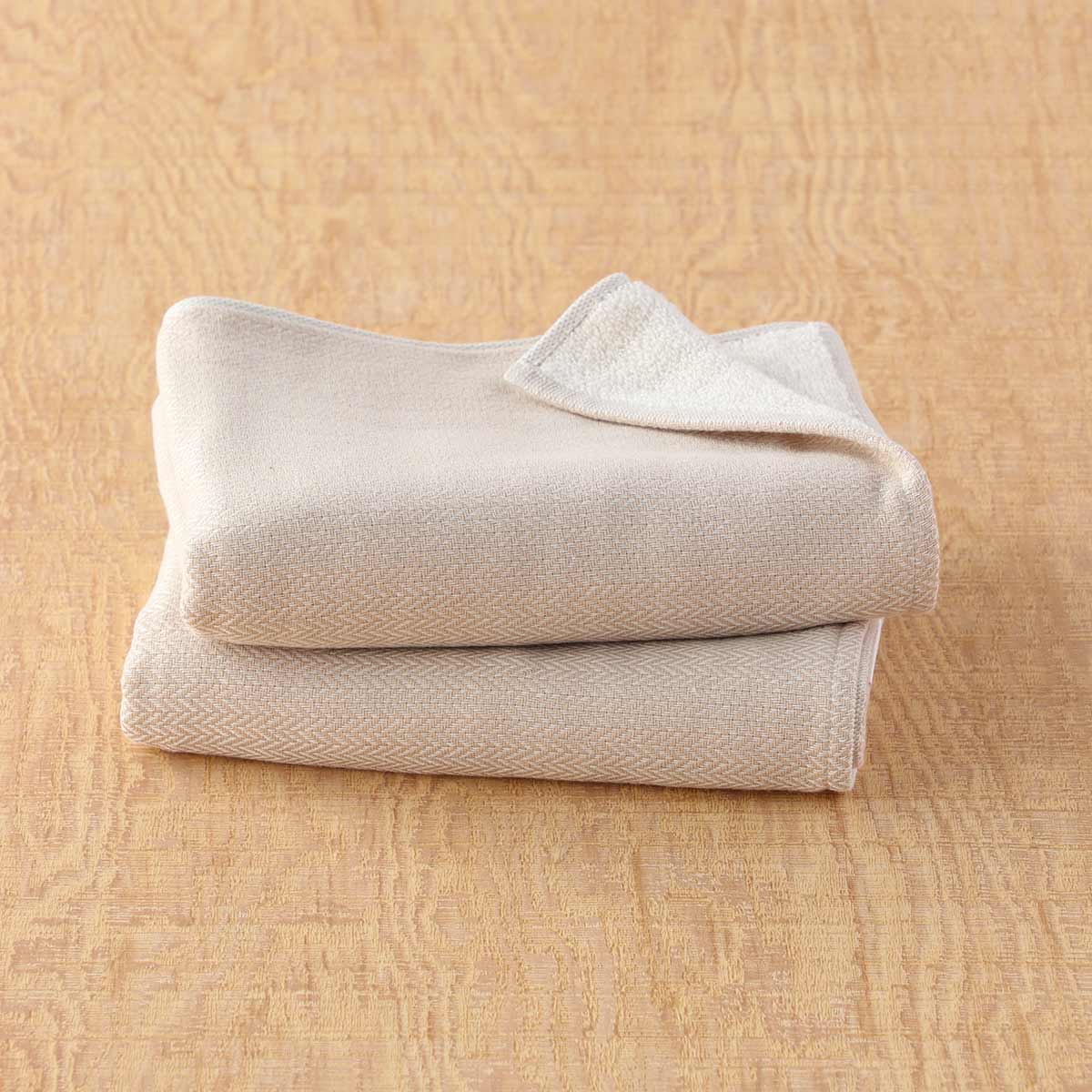 Coffee dyed organic gauze and pile towel
