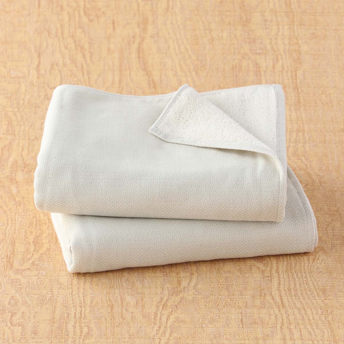 Tea dyed organic gauze and pile towel