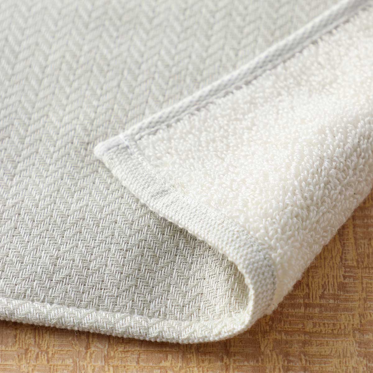 Tea dyed organic gauze and pile towel - detail