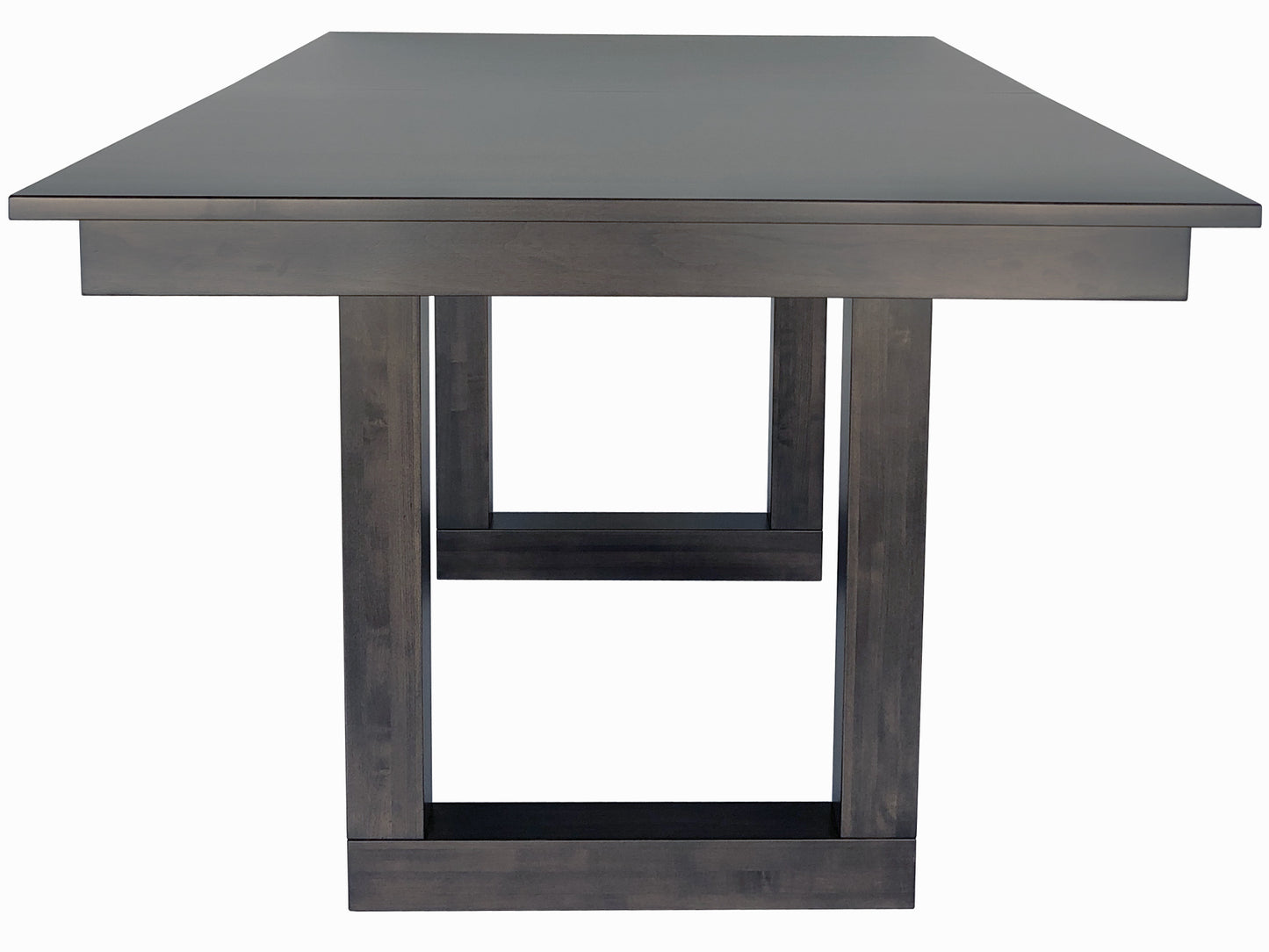 Tangent Trestle Dining Table with self storing leaf – side view
