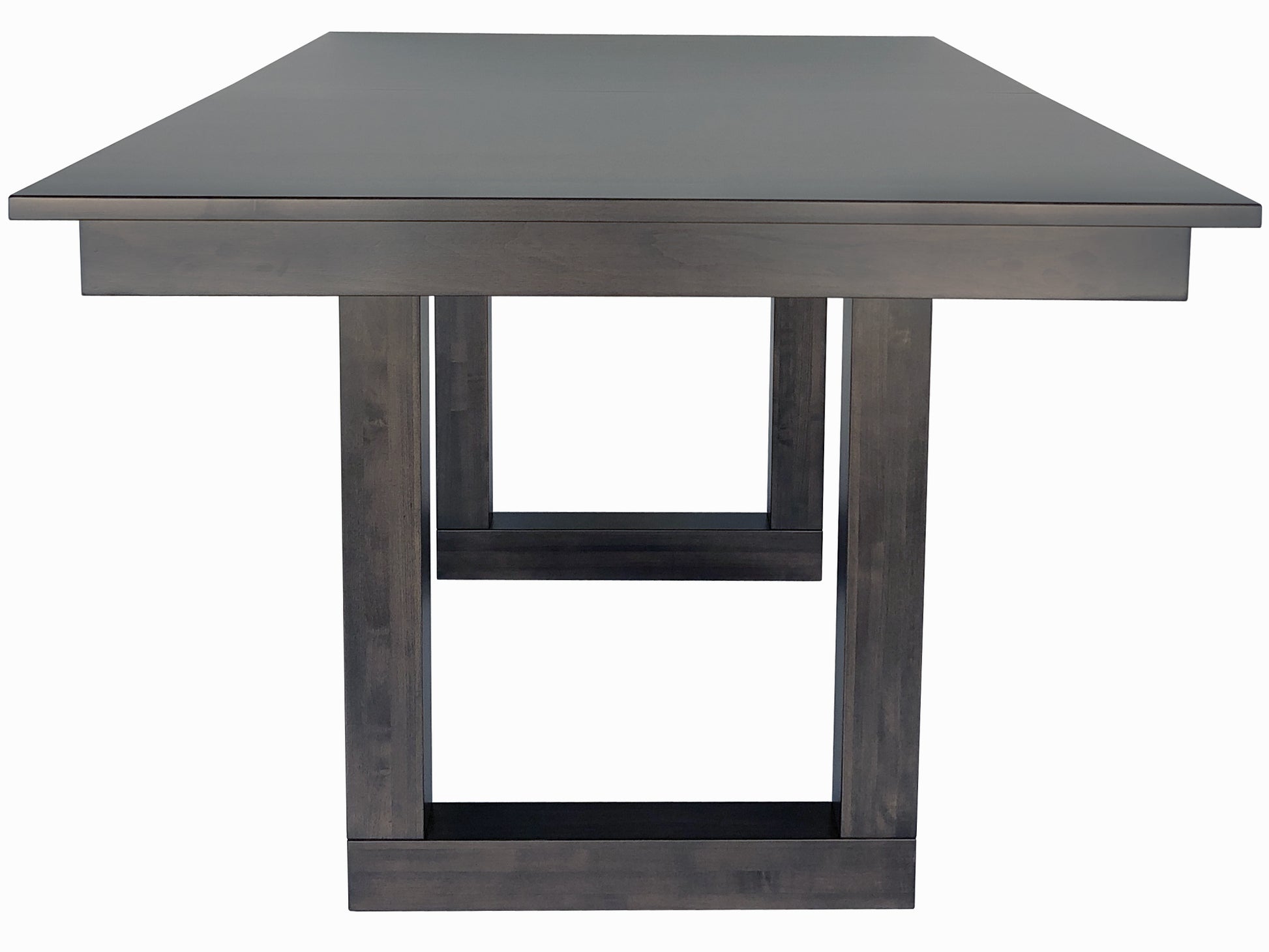 Tangent Trestle Dining Table with self storing leaf – side view