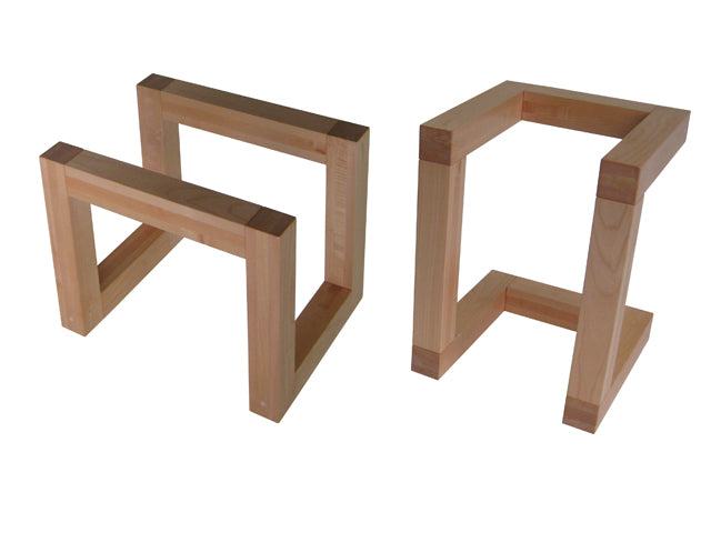 Tangent Versa Coffee /End Table Bases natural, in-house design, locally built solid wood, custom made to order furniture, Canadian made