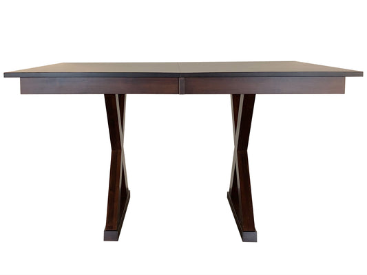 Tangent X-Base Dining Table with self storing leaf, one of our exclusive in-house designs, built in BC using only solid wood, custom sizes available.