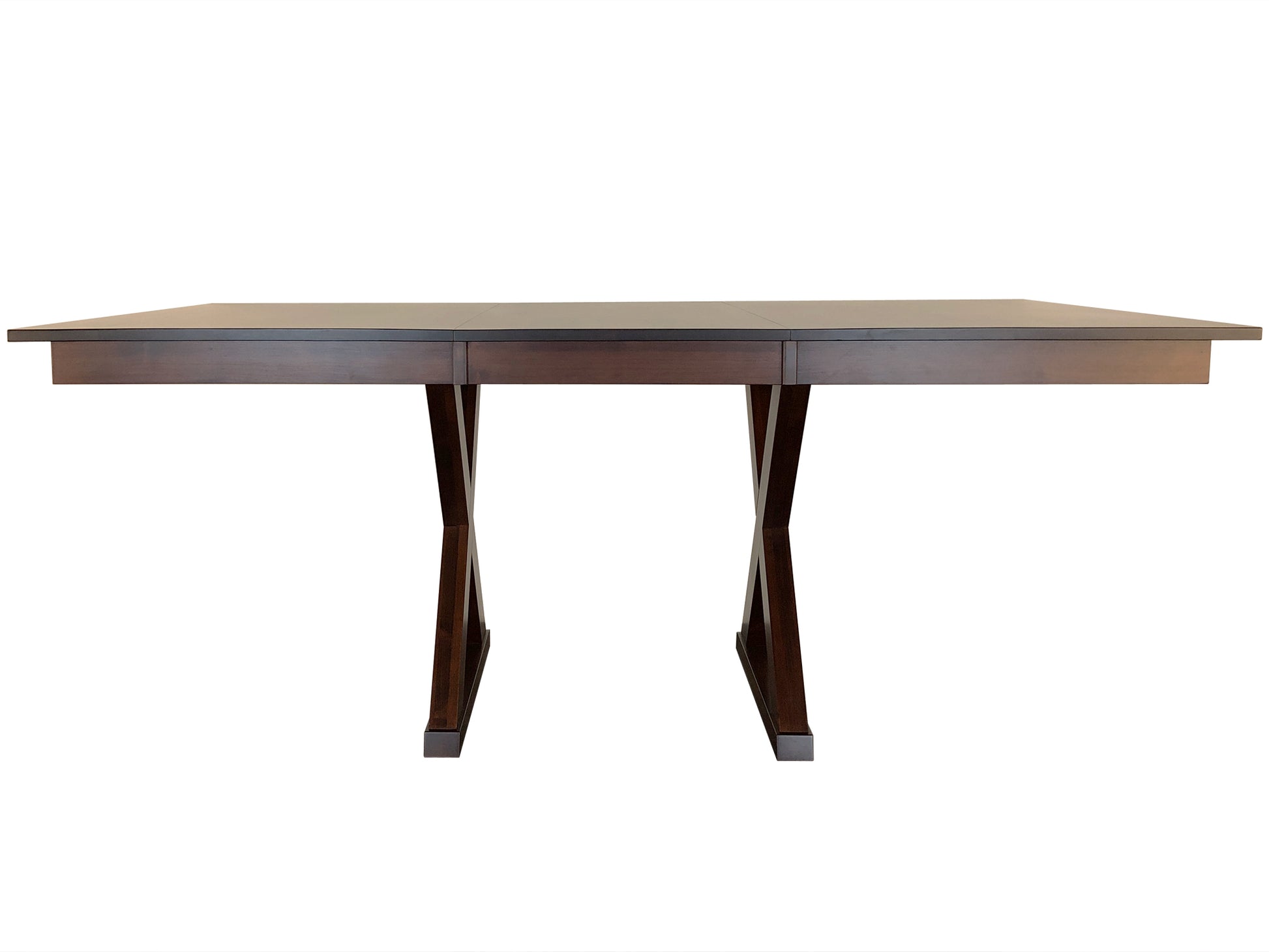 Tangent X-Base Dining Table extended with self storing leaf