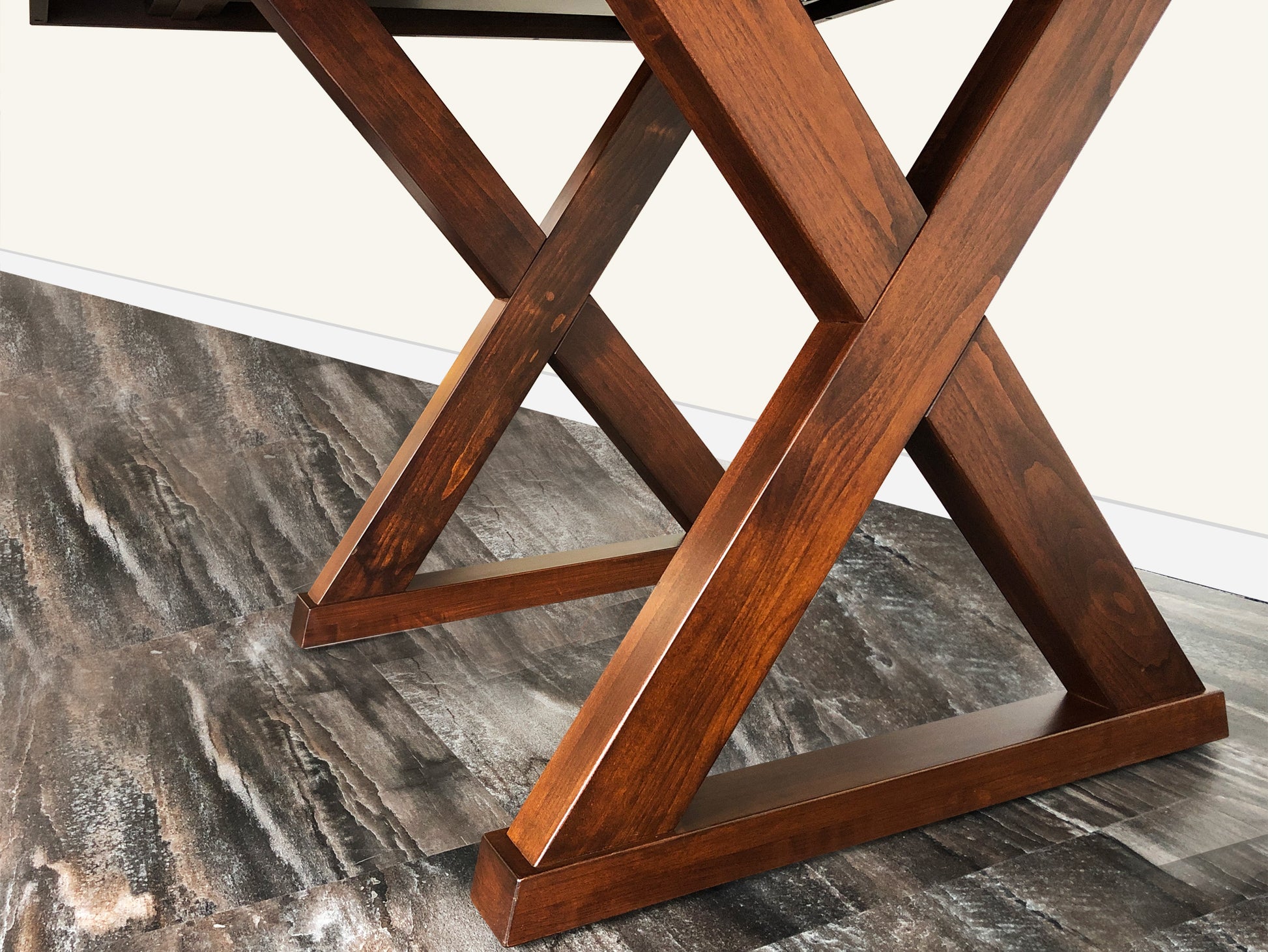 Tangent X-Base Dining Table with self storing leaf – base detail