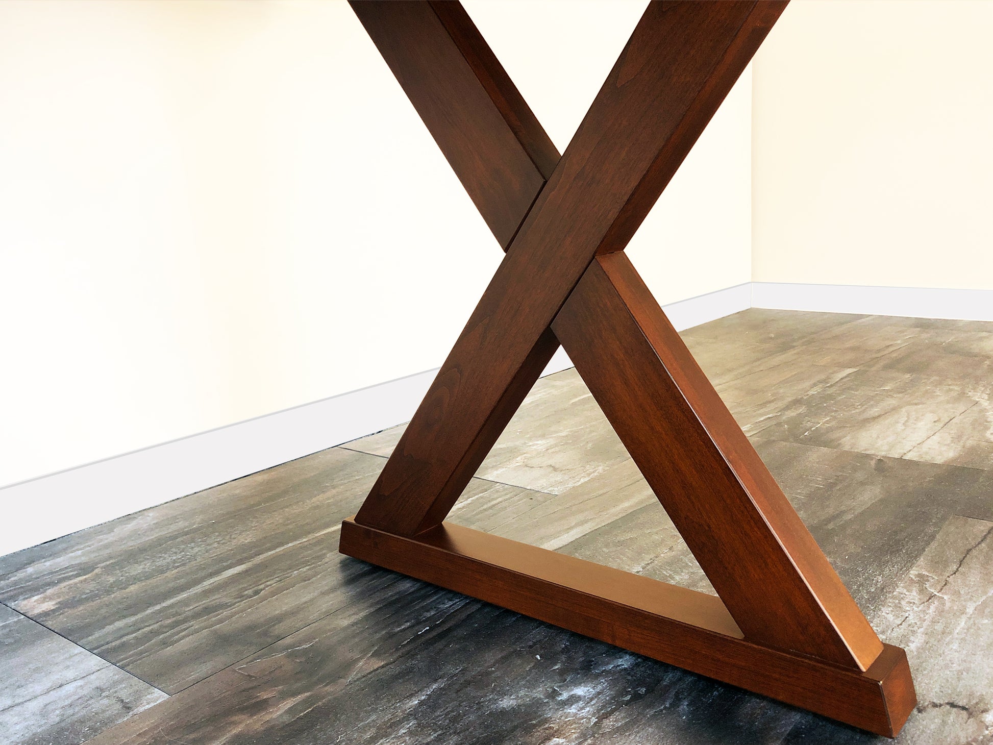 Tangent X-Base Dining Table with self storing leaf – more base detail