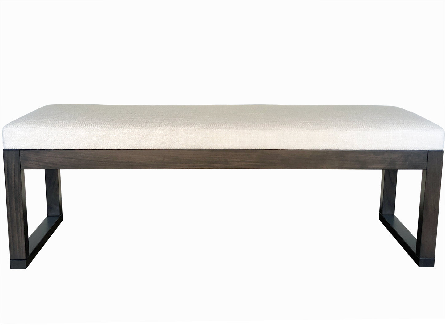 Tangent solid wood bench with upholstered seat - front viewian built, locally built, custom built furniture,