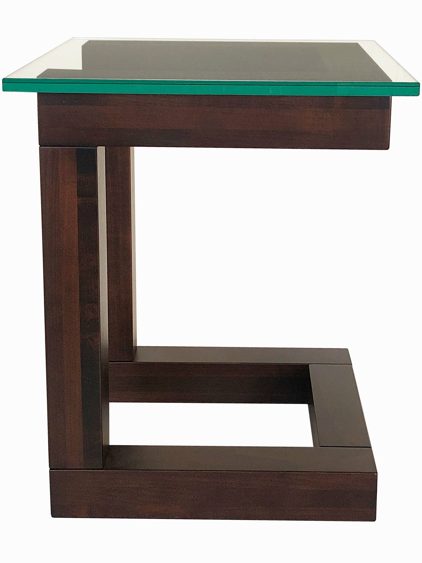 Tangent Versa end table, in-house design, solid wood, custom sizing