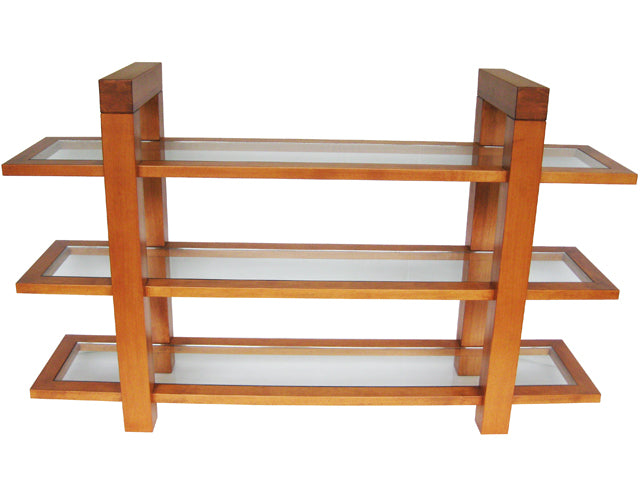 Custom Boxwood Low Bookcase - with glass insert shelves | Custom Example