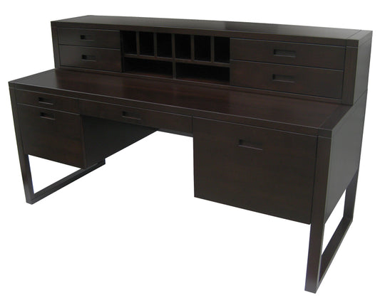 The Tangent Desk with optional Gallery, built of solid wood is completely customizable and made in Canada. Solid wood only.