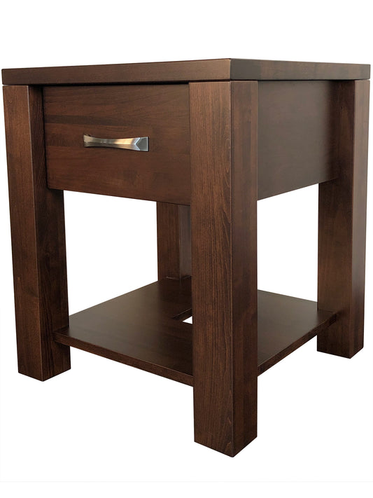 Boxwood 1 Drawer Nightstand with shelf this solid wood nightstand, is made in BC and is a customisable in-house design
