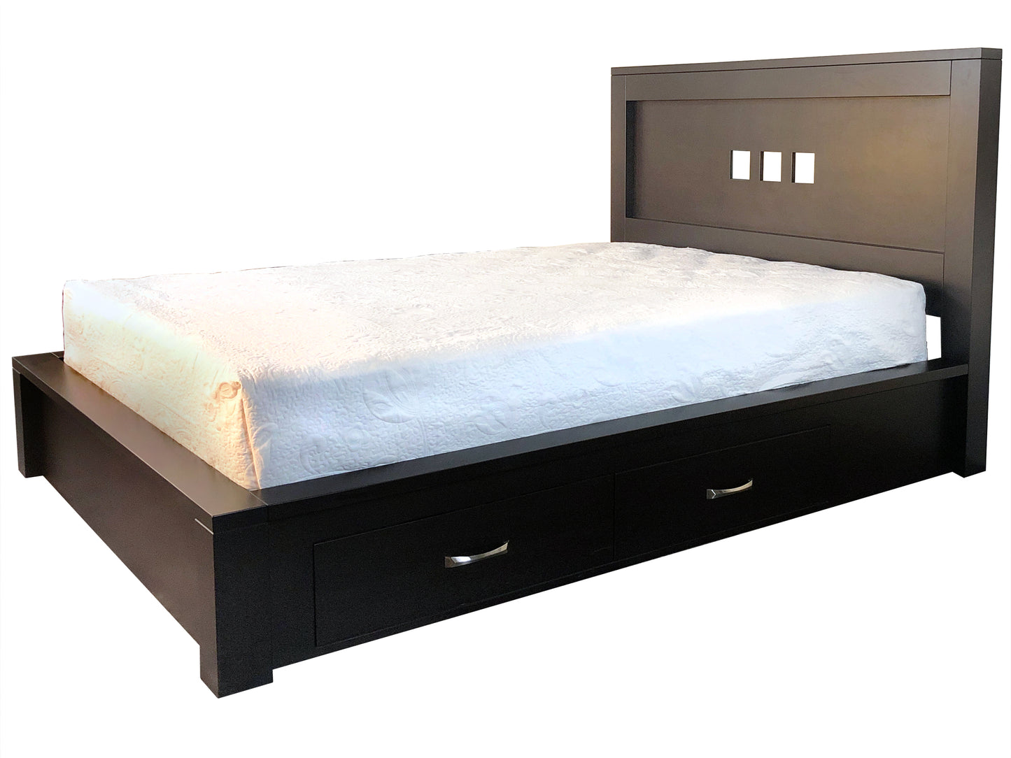 Boxwood Storage Bed with 4 large drawers made in BC this is an in-house design