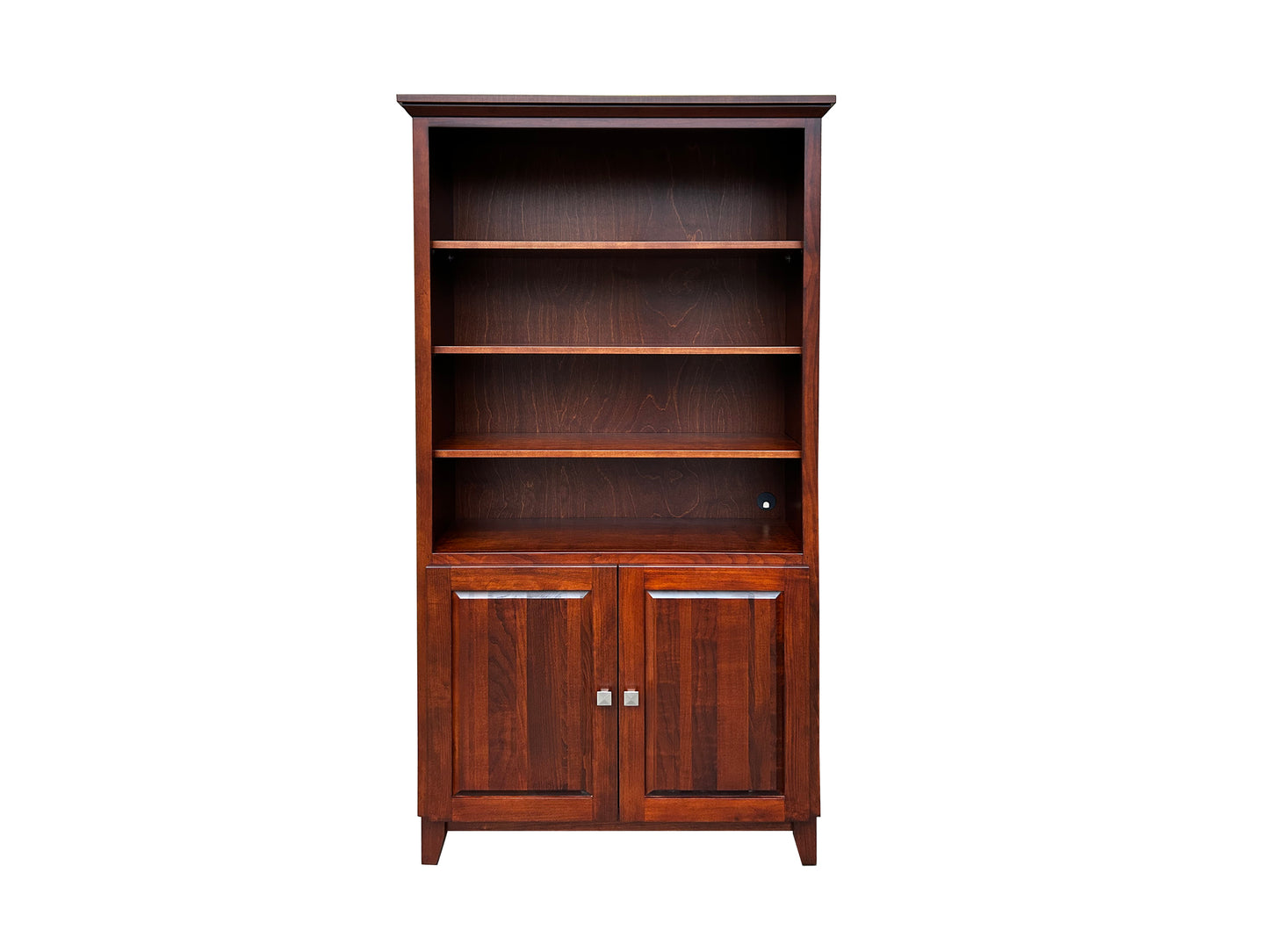 Mission bookcase 72"h x 36"w x 12"d - Front view with doors - Maple coco stain 