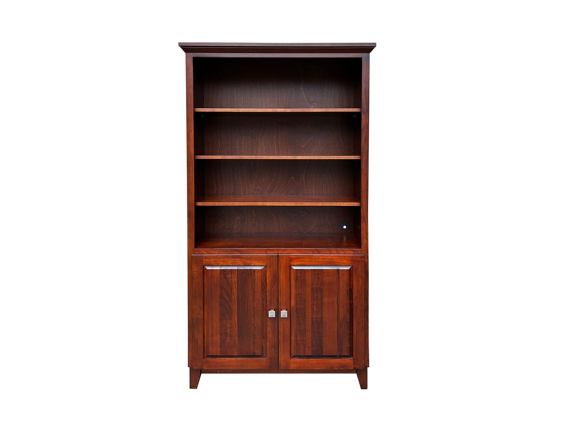Mission bookcase 72"h x 36"w x 12"d - Front view with doors - Maple coco stain 
