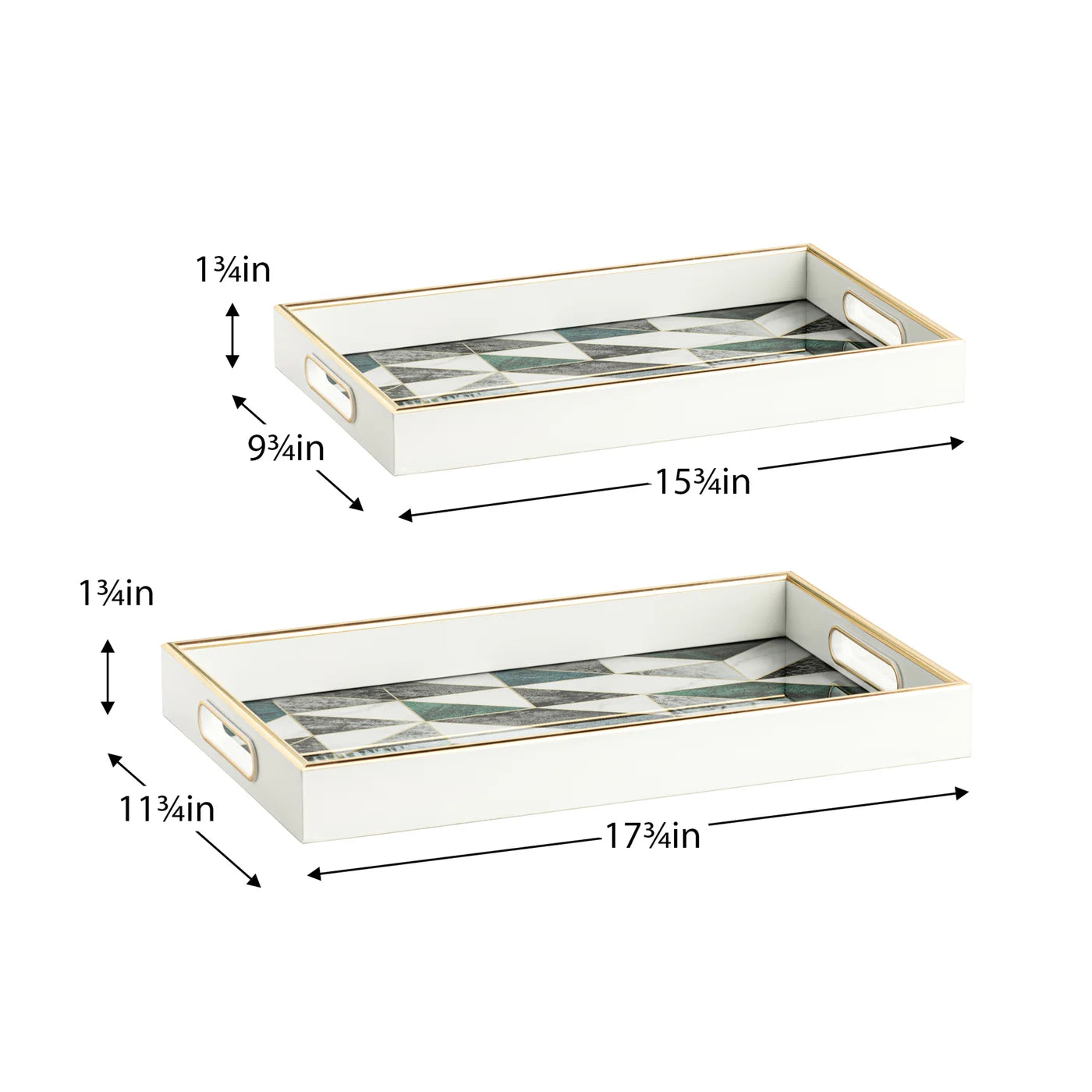 Savoy Gold Trim Two Piece Rectangular Tray Set