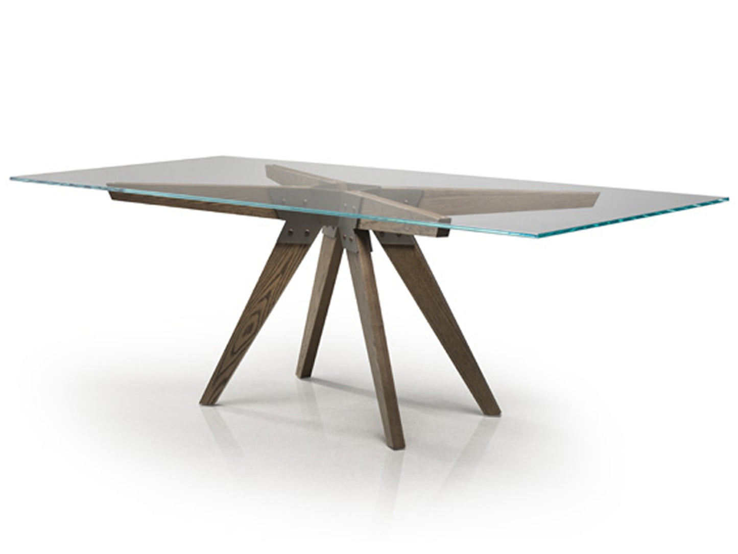Soul table - solid wood, welded steel, glass top, Canadian made