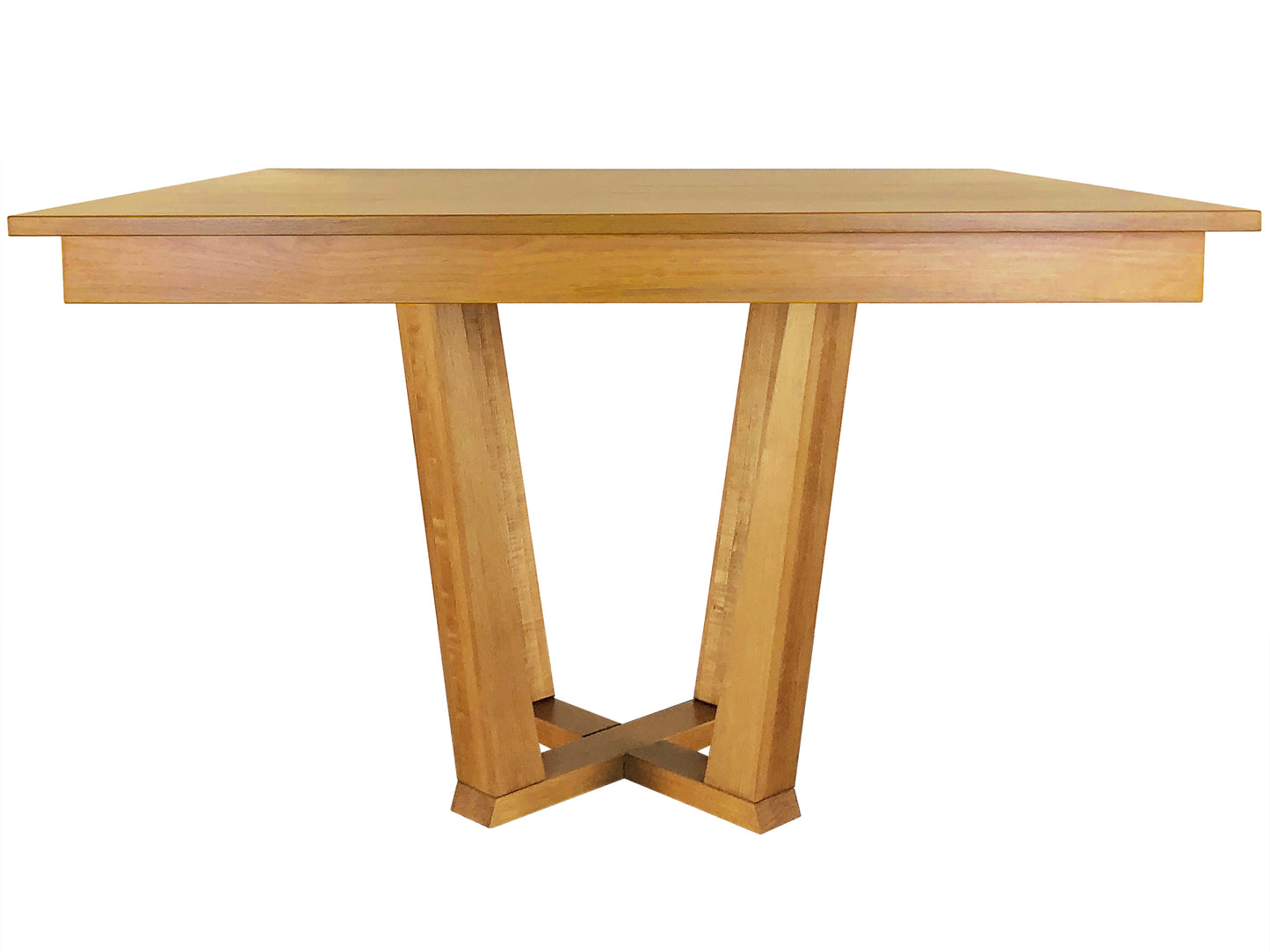 Adam Pedestal Table, built to order with solid wood only, part of our exclusive in-house designs, Made in BC. Shown here in Maple wood and L46 stain