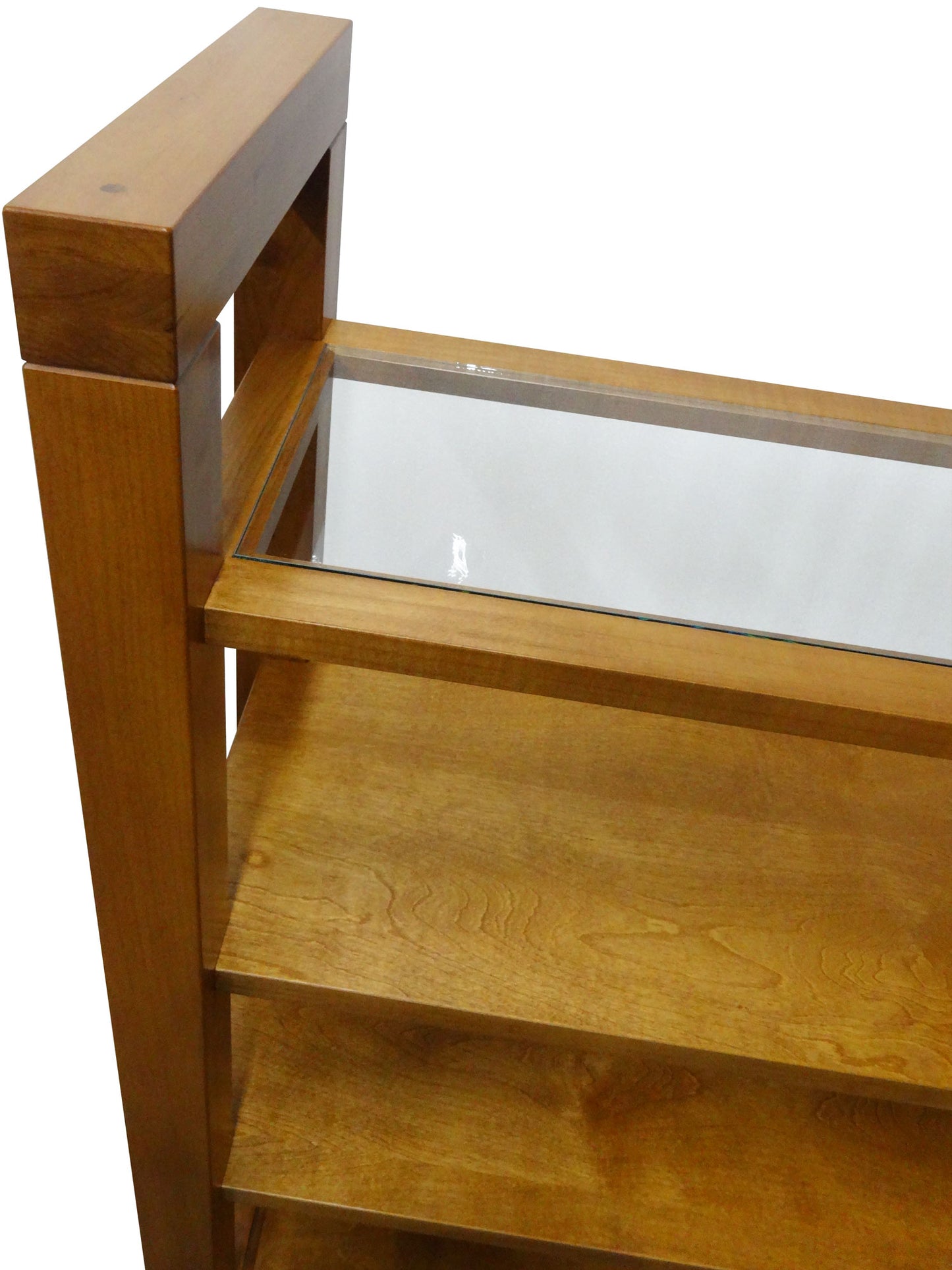 Boxwood Bookcase - detail of glass insert shelf | Custom  Example