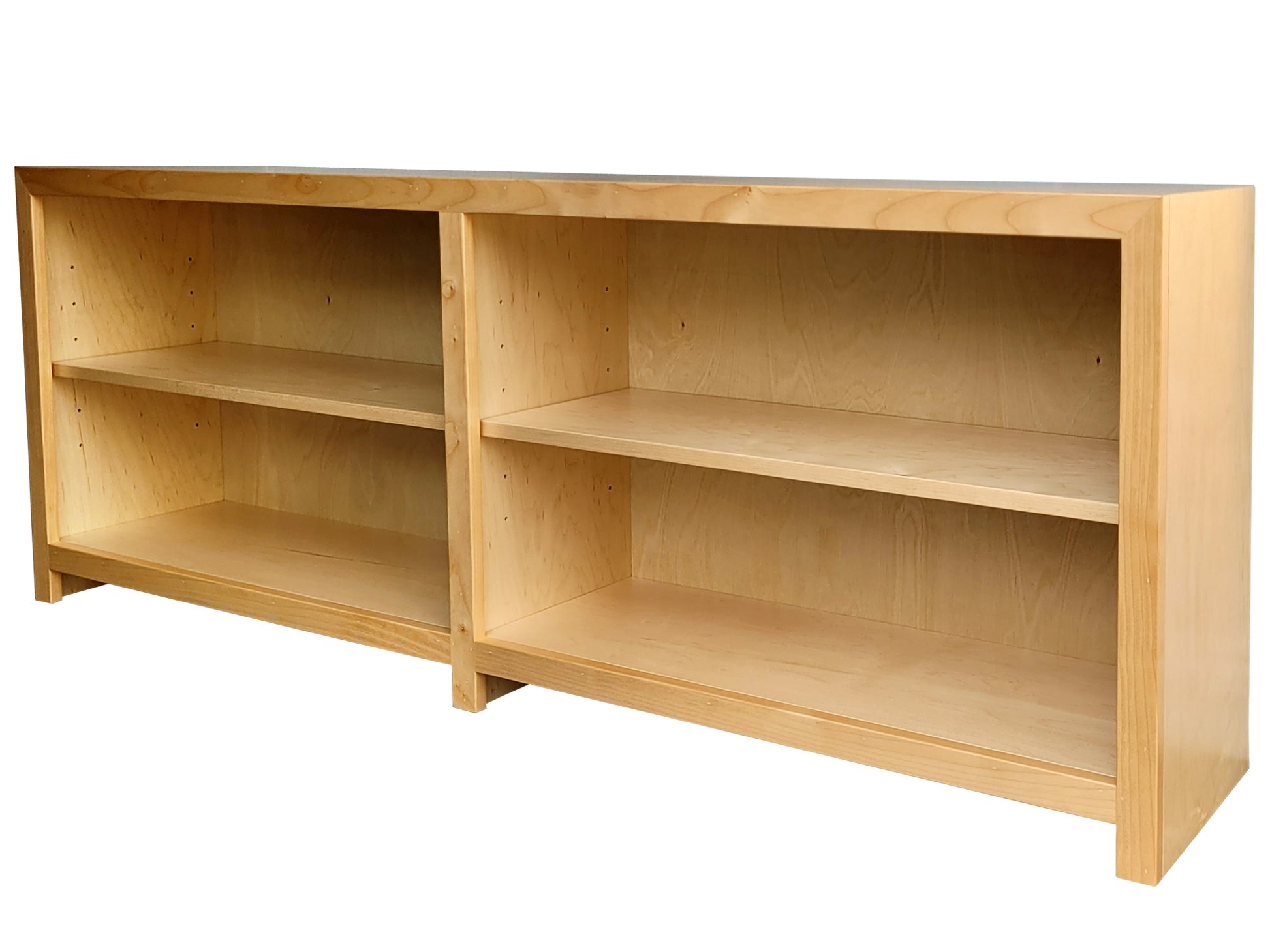 Coleman Low and Wide Bookcase - angle view natural stain