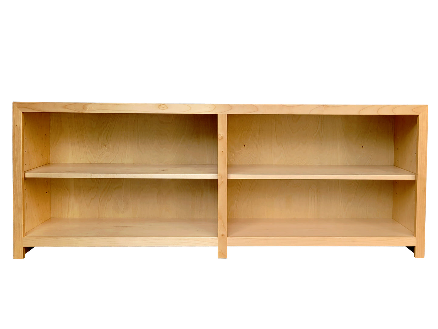 Coleman Low and Wide Bookcase -front view natural stain