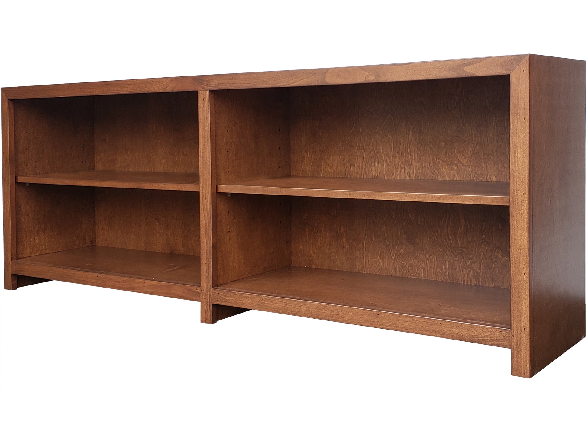 Coleman Low and Wide Bookcase - angle view, roasted stain