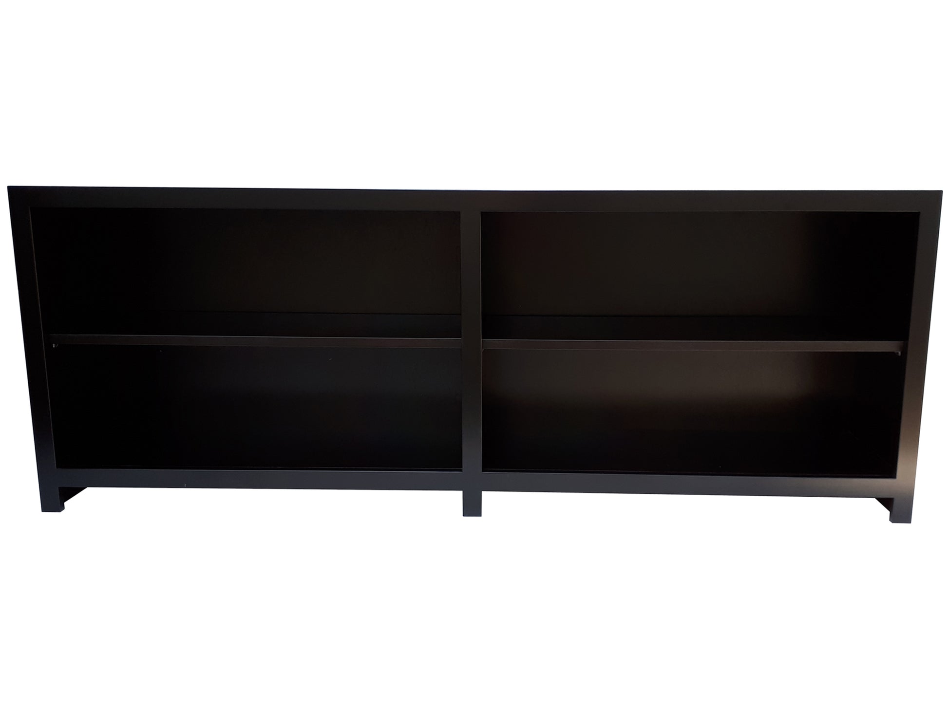 Coleman Low and Wide Bookcase -front view black stain
