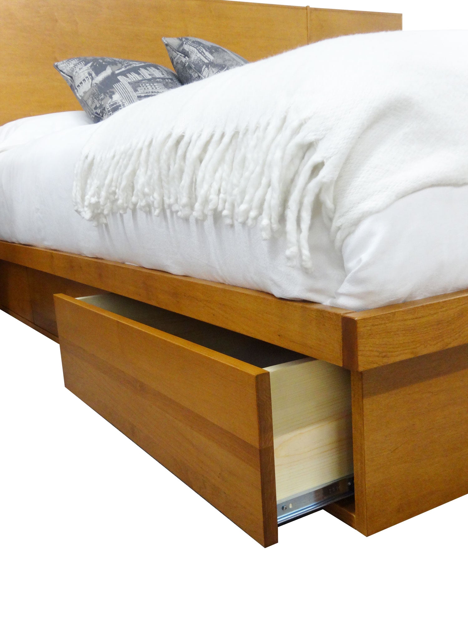 Muse LA Storage Bed - close up with open drawers