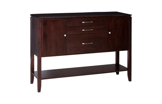 Newport Server with Shelf is made in BC from Maple, Oak or Cherry solid wood, with custom options available