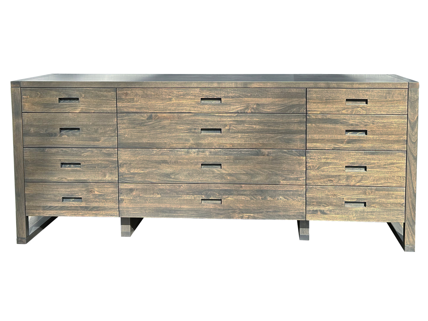 Tangent Twelve Drawer Dresser, solid wood furniture for all your storage needs is built to order in BC. Dimensions can be customized | Custom Example