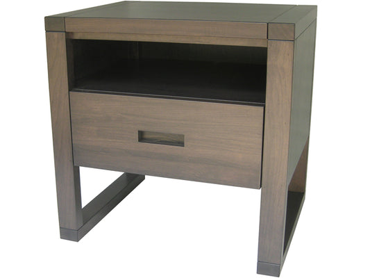 Tangent One Drawer Nightstand, built to order using solid wood, made in BC, easily customized, is one of our in-house design lines.