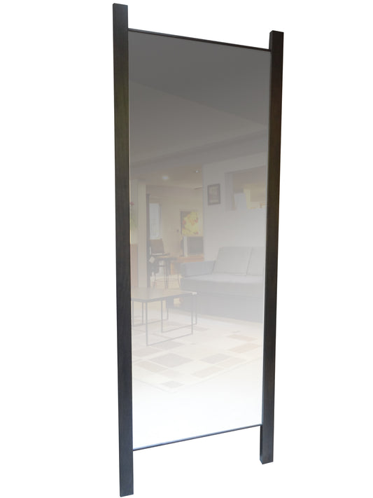 Tangent Floor Mirror is built to order, the frame is solid wood and can be custom sized. Made in Canada.
