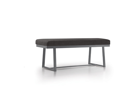 Amalfi bench by Trica, welded steel base, choice of upholstery