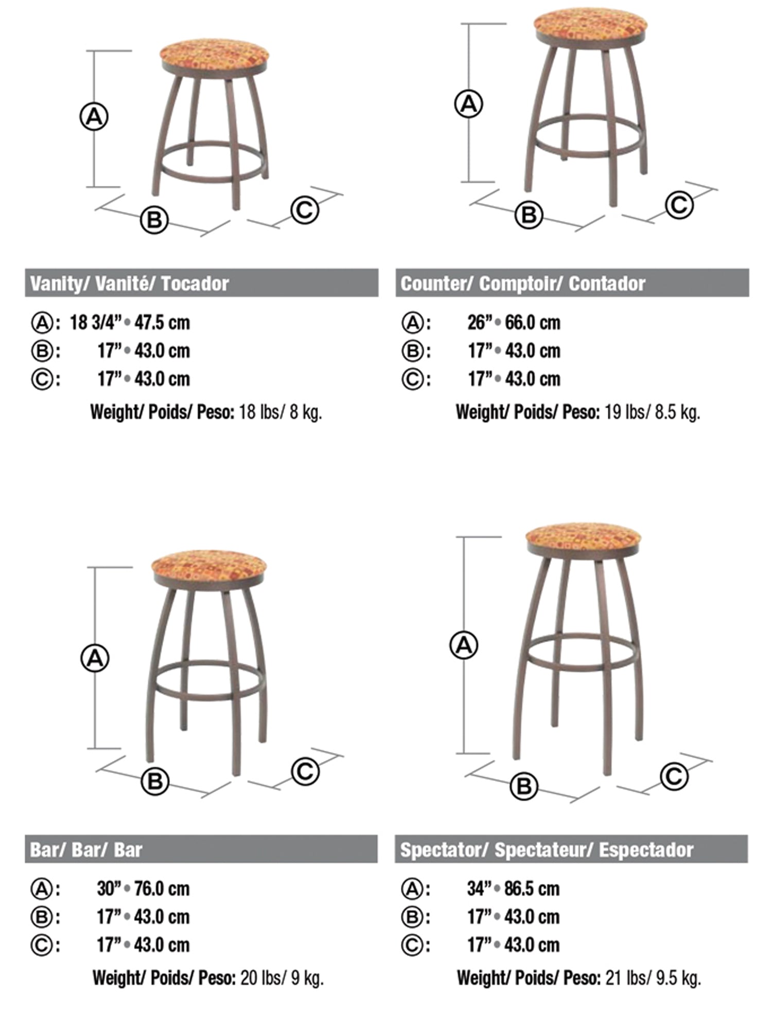 Henry Bar stool - Canadian made, welded steel frame
