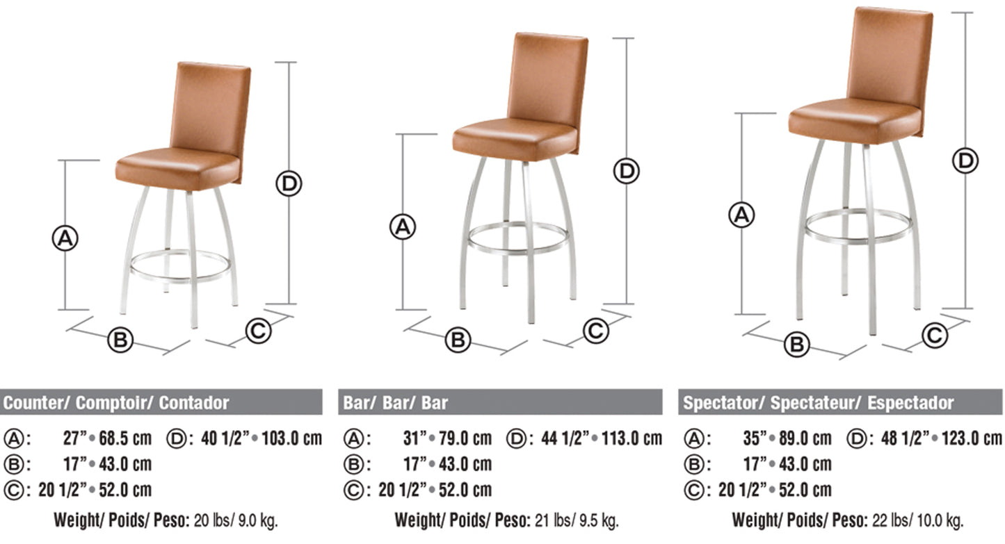 Nicholas Bar Stool- welded steel, Canadian made, upholstered custom built furniture