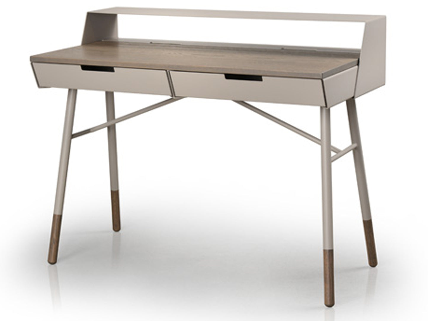 Note Desk by Trica - solid oak top with welded steel frame, Canadian made