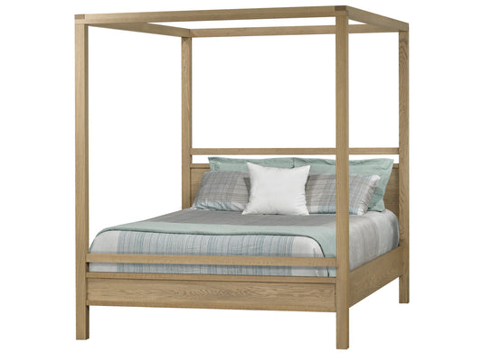 Sula queen sized canopy bed in solid white oak