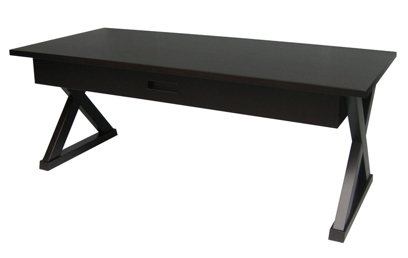 Tangent X-Base Coffee Table - angle view in hickory stain