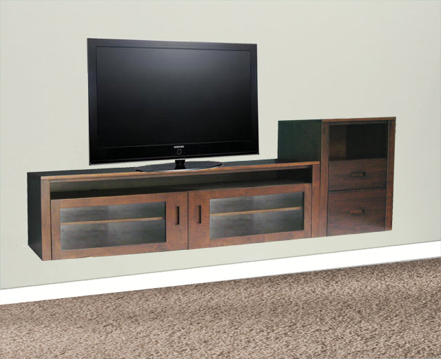 Tangent Wall Mounted Entertainment Unit - standard option shown with additional floating furniture | Custom Example